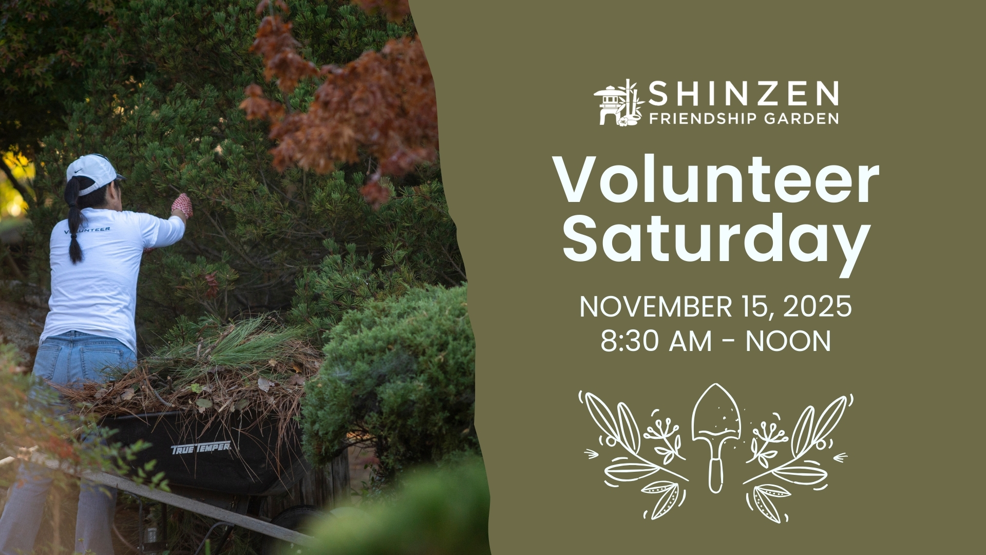 NOVEMBER 15 VOLUNTEER SATURDAY AT SHINZEN GARDEN INSIDE WOODWARD PARK