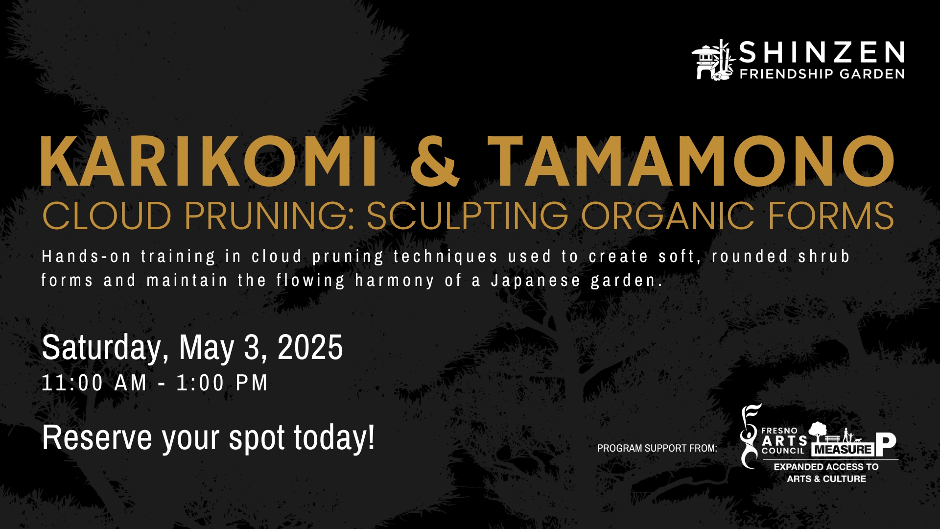 karikomi tamamono sculpting organic form workshop at shinzen garden